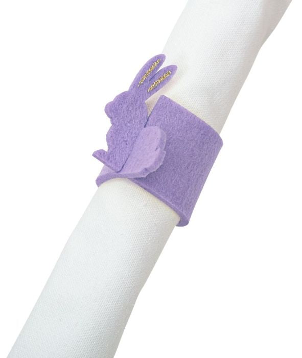 Serviettenringe aus Filz, Osterhase, violett, 6er Pack von moses
