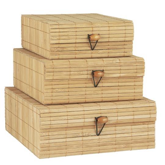 Bambusschachtelsatz, 3er Set, rechteckig