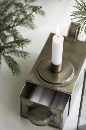 Kerzenhalter mit Schublade, gold