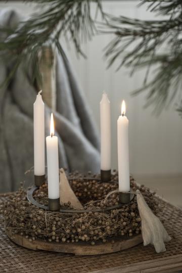 Adventskerzenhalter, gold, 4 Stabkerzen, rund