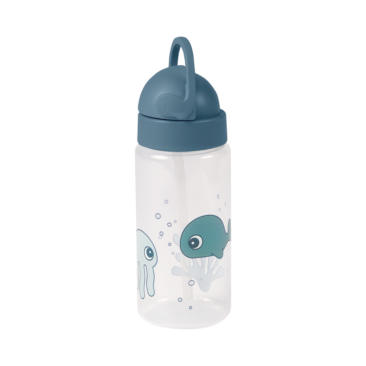 Trinkflasche mit Strohhalm, Sea Friends, blau