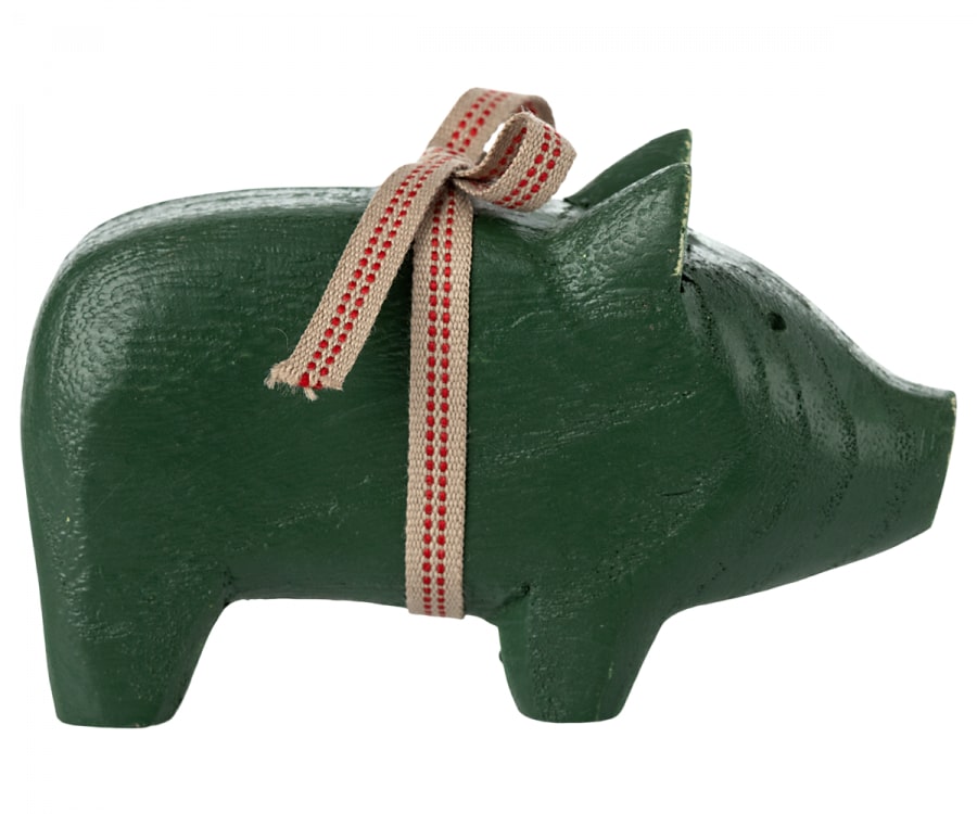 maileg Holzschwein, dunkelgrün, klein