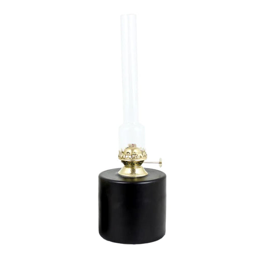 Öllampe Rak Straight aus Metall und Glas, schwarz, groß