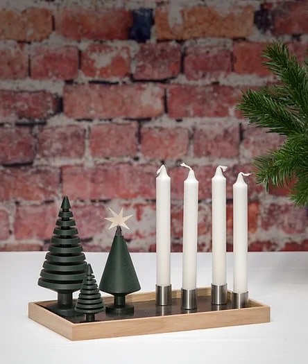 Kerzentablett De Luxe, magnetische Kerzenhalter, helle Eiche mit Kerzenhalter in Stahl