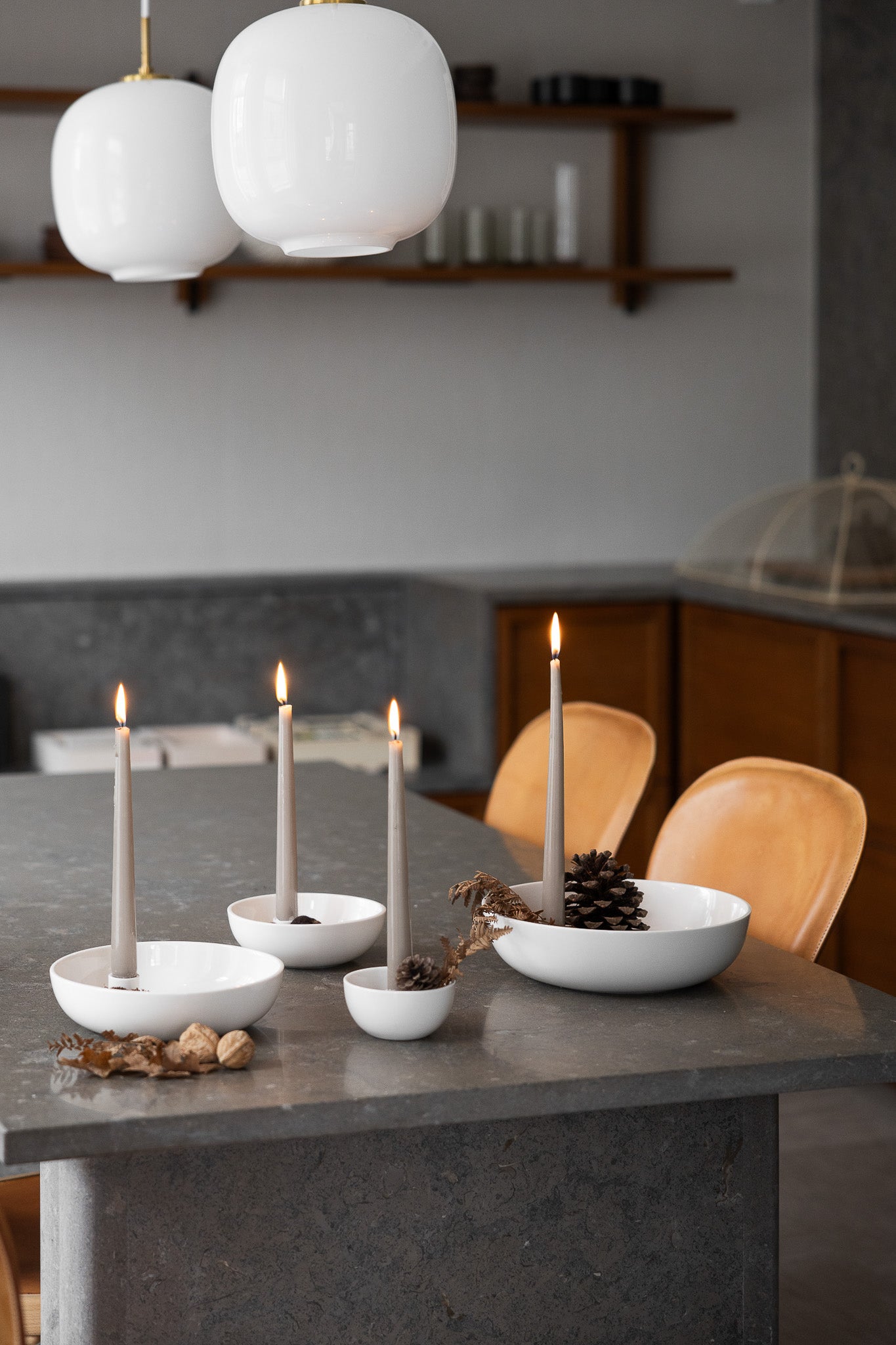 Kerzenleuchter Lidatorp groß, weiß, glossy, lasiert von Storefactory