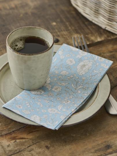 Serviette "secret garden" hellblau, 40 x 40 cm, 16 Stück