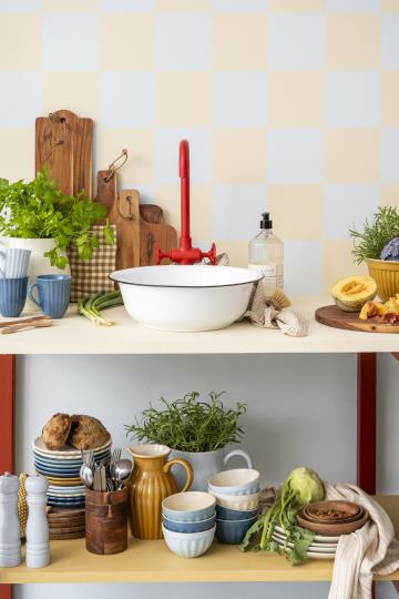 Geschirrtuch Lea, natur, rote schmale Streifen