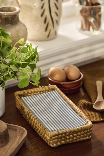 Papierserviette, Set, blaue Streifen, 11 x 21cm von Ib Laursen