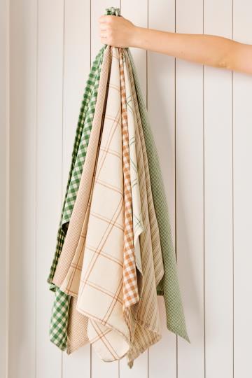 Geschirrtuch Emil, natur-grün, dünn gestreift