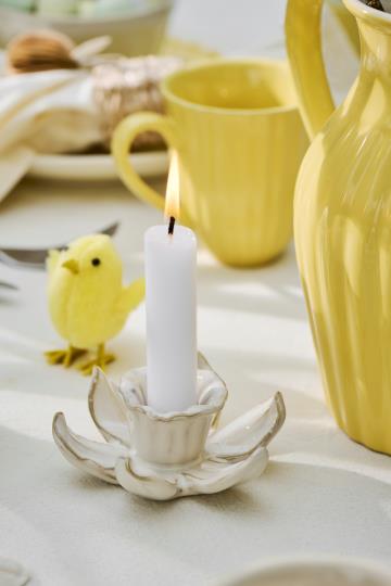 Kerzenhalter Lilie, Blüte, für Stabkerzen, weiß