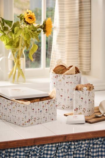 Keksdose, Gebäckdose, Vorratsdose, Blumenbouquet, eckig