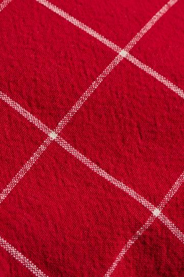 Kissenbezug Silja, rot, große naturfarbigen Karos, 50x50cm