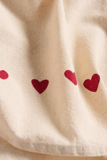 Geschirrtuch Emma, natur, rote Herzen, 50x70cm