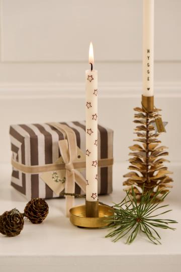 Set Bleistiftkerzen, braune Sterne, dünne Kerzen, 20cm, naturgrau