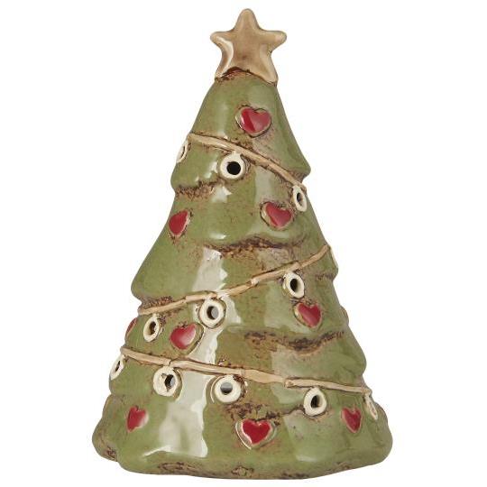 Kerzenhalter, Teelichthaus, Steingut, Tannenbaum, Herz