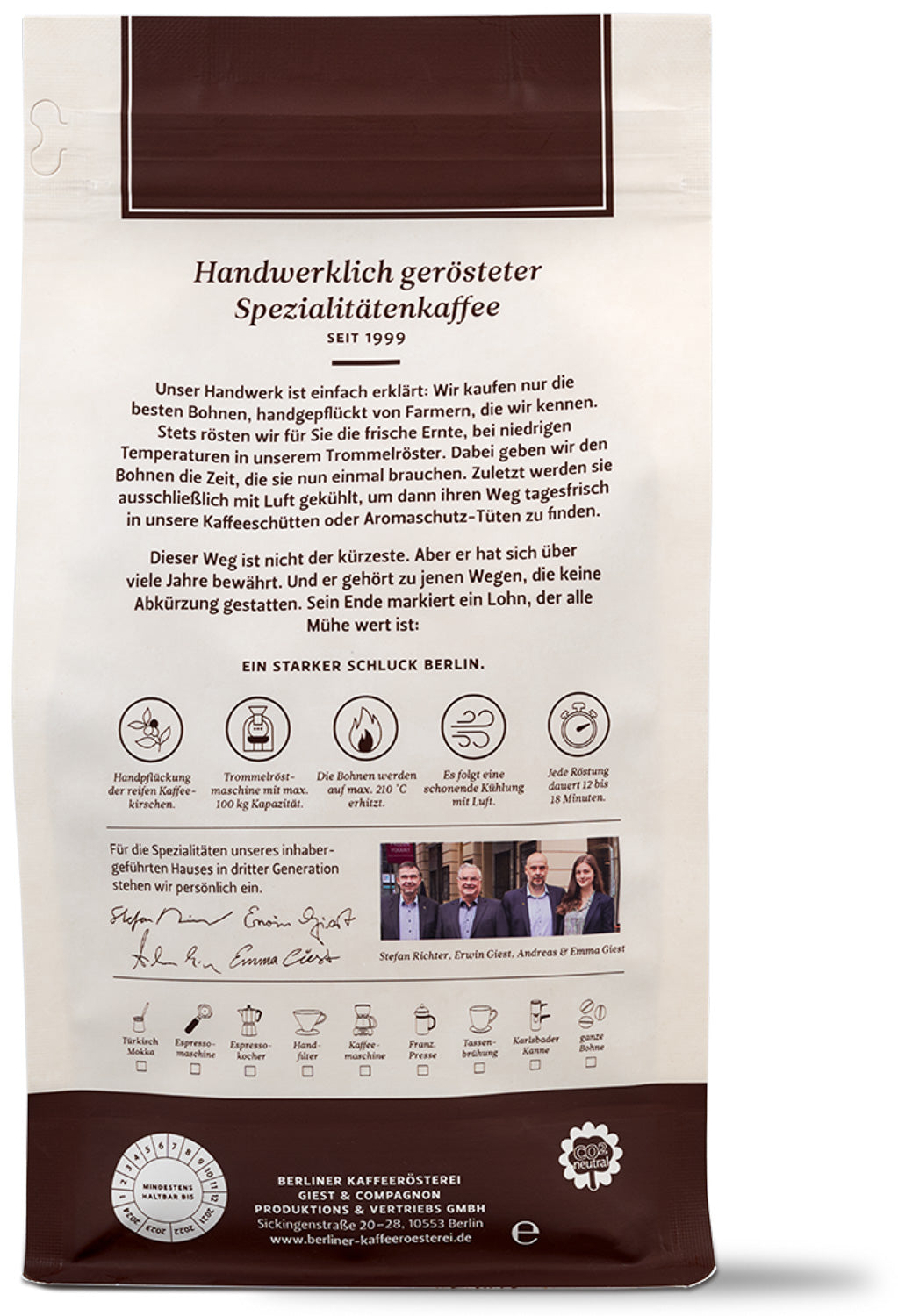 Altberliner Traditionsmischung aus der Kaffeemanufaktur der Berliner Kaffeerösterei - 1000g gemahlen