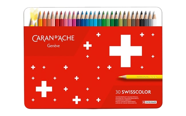 Etui mit 30 Buntstiften, wasserfest, in Metalletui