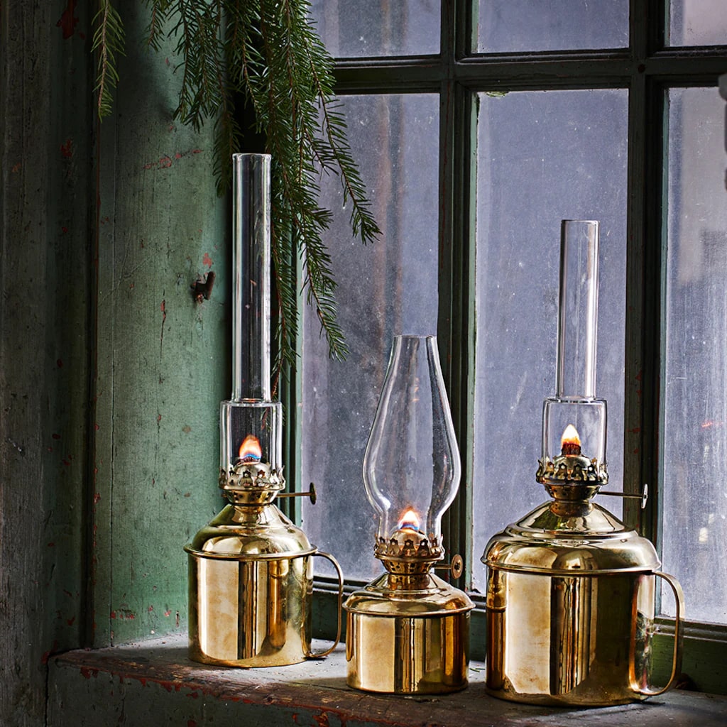 Öllampe Haga aus Metall und Glas, Messing, klein