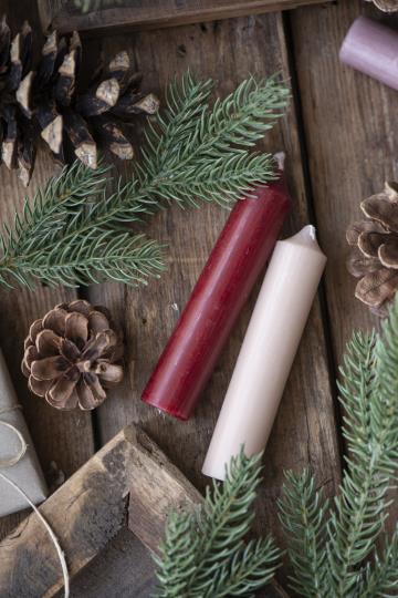 Stabkerze, 11cm, rot, dunkelrot, bordeaux