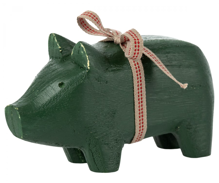 maileg Holzschwein, dunkelgrün, klein