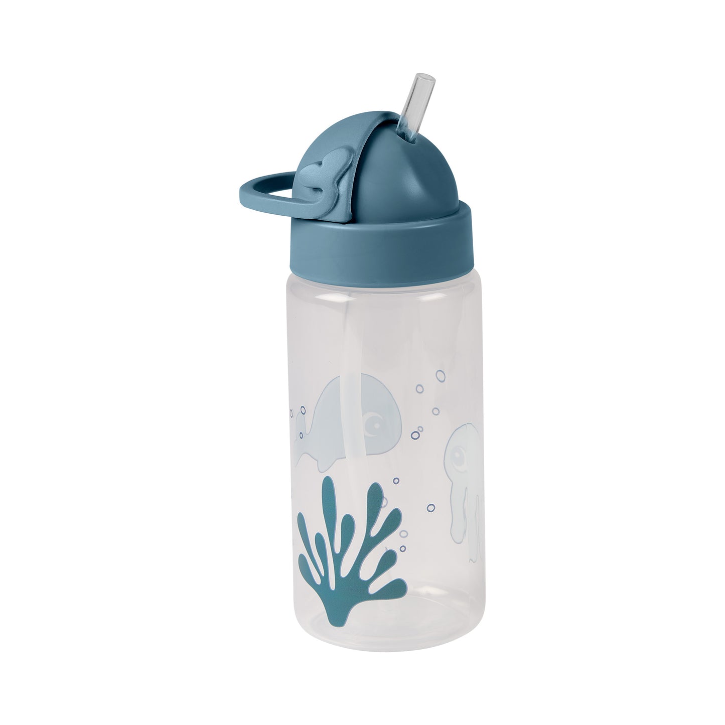 Trinkflasche mit Strohhalm, Sea Friends, blau