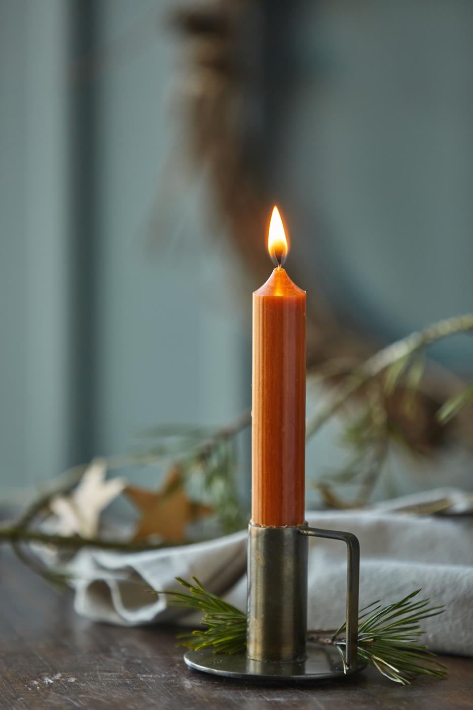 Stabkerze, kurze Kerzen, 11cm, karamellfarben, orange, rostfarben