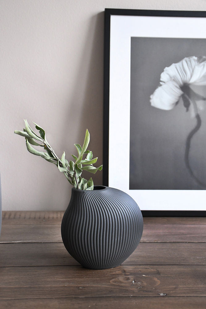 Keramikvase Lerbäck, dunkelgrau von Storefactory