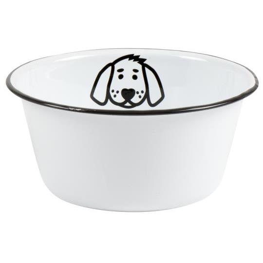 Schale für Hunde, Fressnapf, Emaille, weiß, klein
