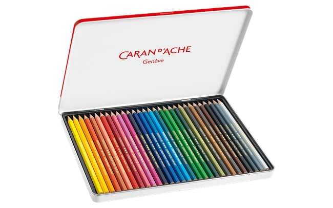 Etui mit 30 Buntstiften, wasserfest, in Metalletui