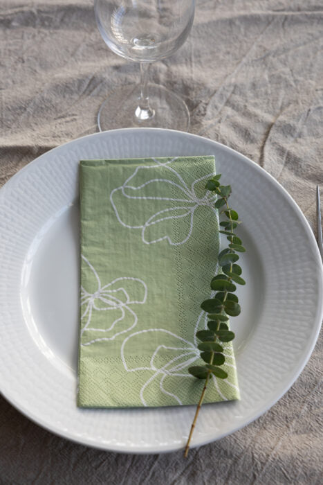 Papierserviette Blomma, grün, Blütenblätter 11 x 21cm von Storefactory
