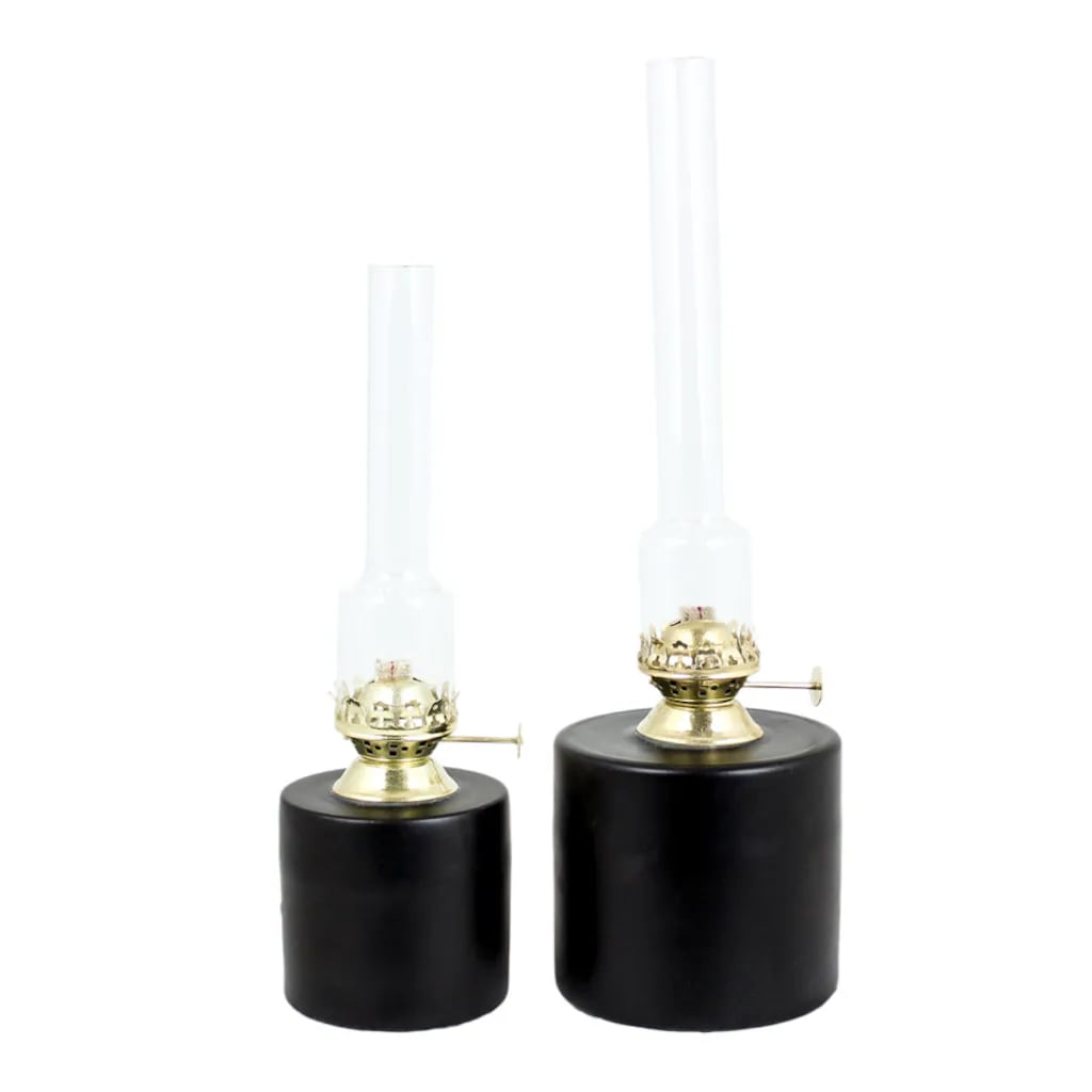 Öllampe Rak Straight aus Metall und Glas, schwarz, groß