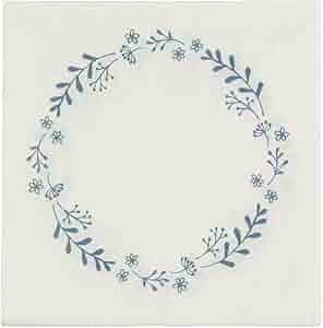 Servietten, cremé-staubig blauer Blumenkranz, 40x40cm 50 Stk.
