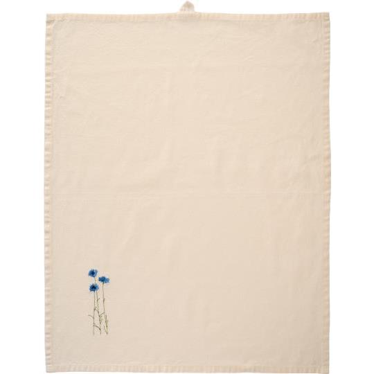 Geschirrtuch Flora, blaue Kornblume, butter cream