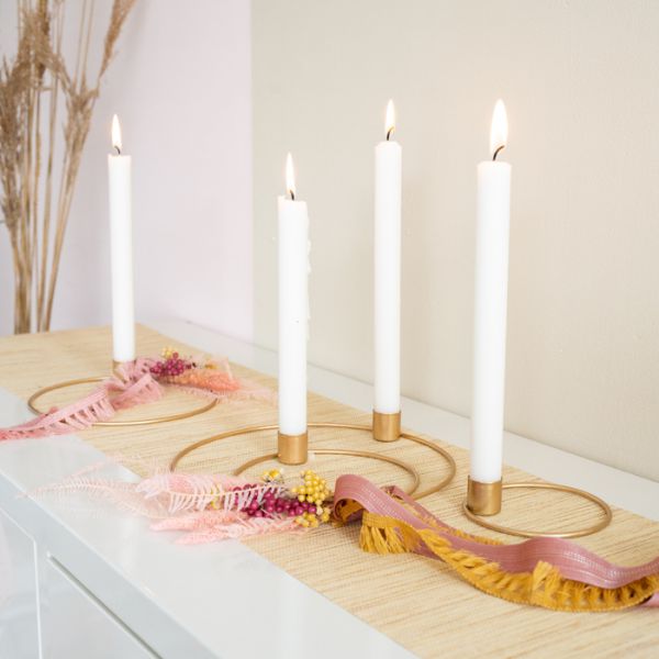 Kerzenhalter, gold, 4er Set, Ringe
