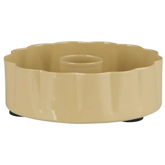 Kerzenhalter, Blume, wellige Kante, gelb, für Stabkerzen