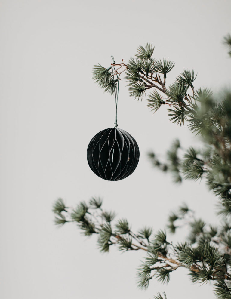 Papierkugel Bona, Faltkugel, Weihnachtskugel, dunkel grün, groß