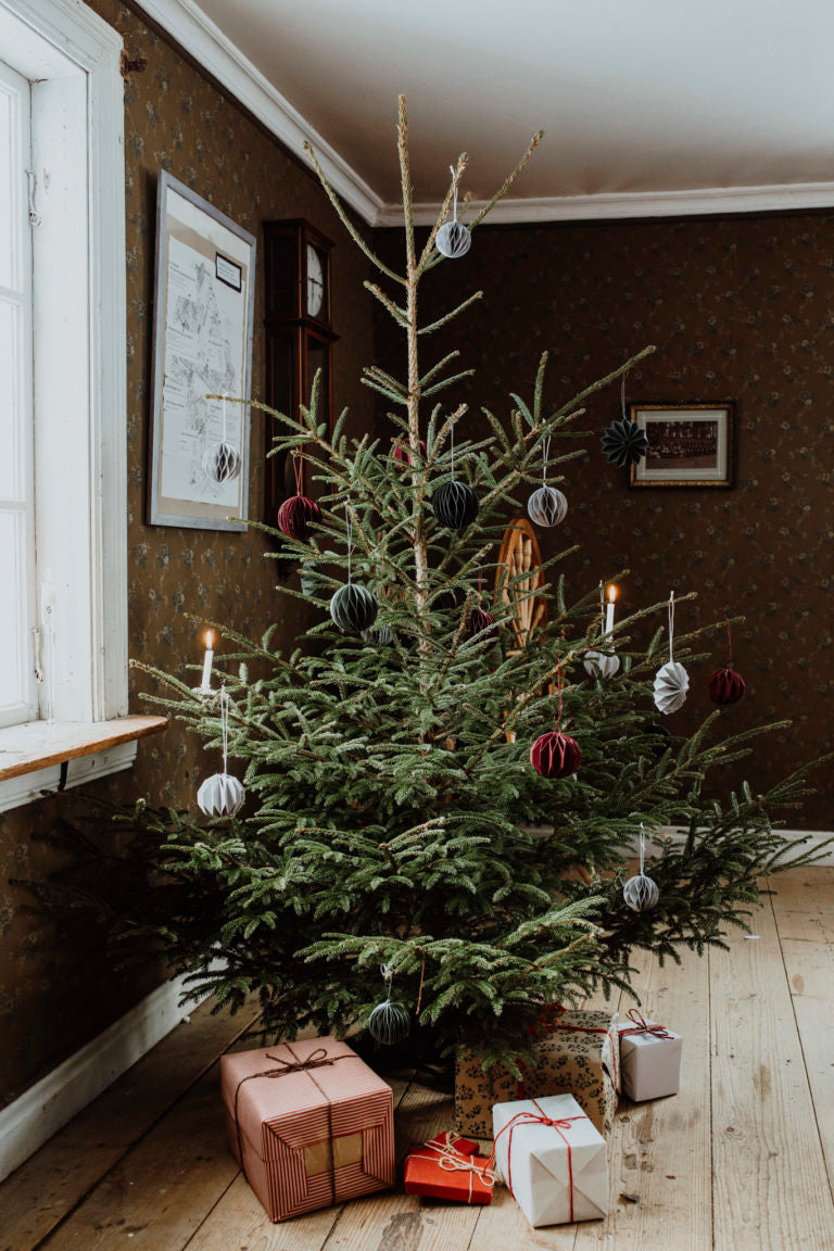 Papierkugel Bona, Faltkugel, Weihnachtskugel, dunkel grün, klein