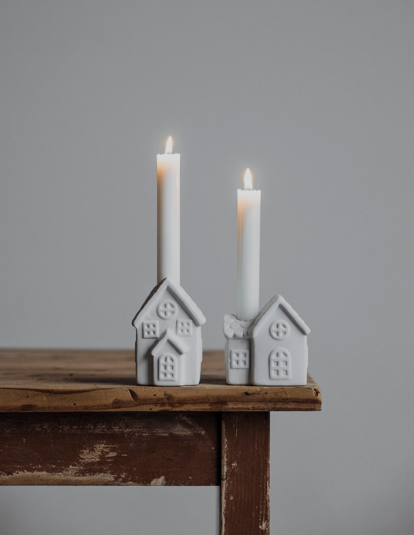 Kerzenleuchter, Keramikhaus Ljusbyn 2, weiß, für Stabkerzen