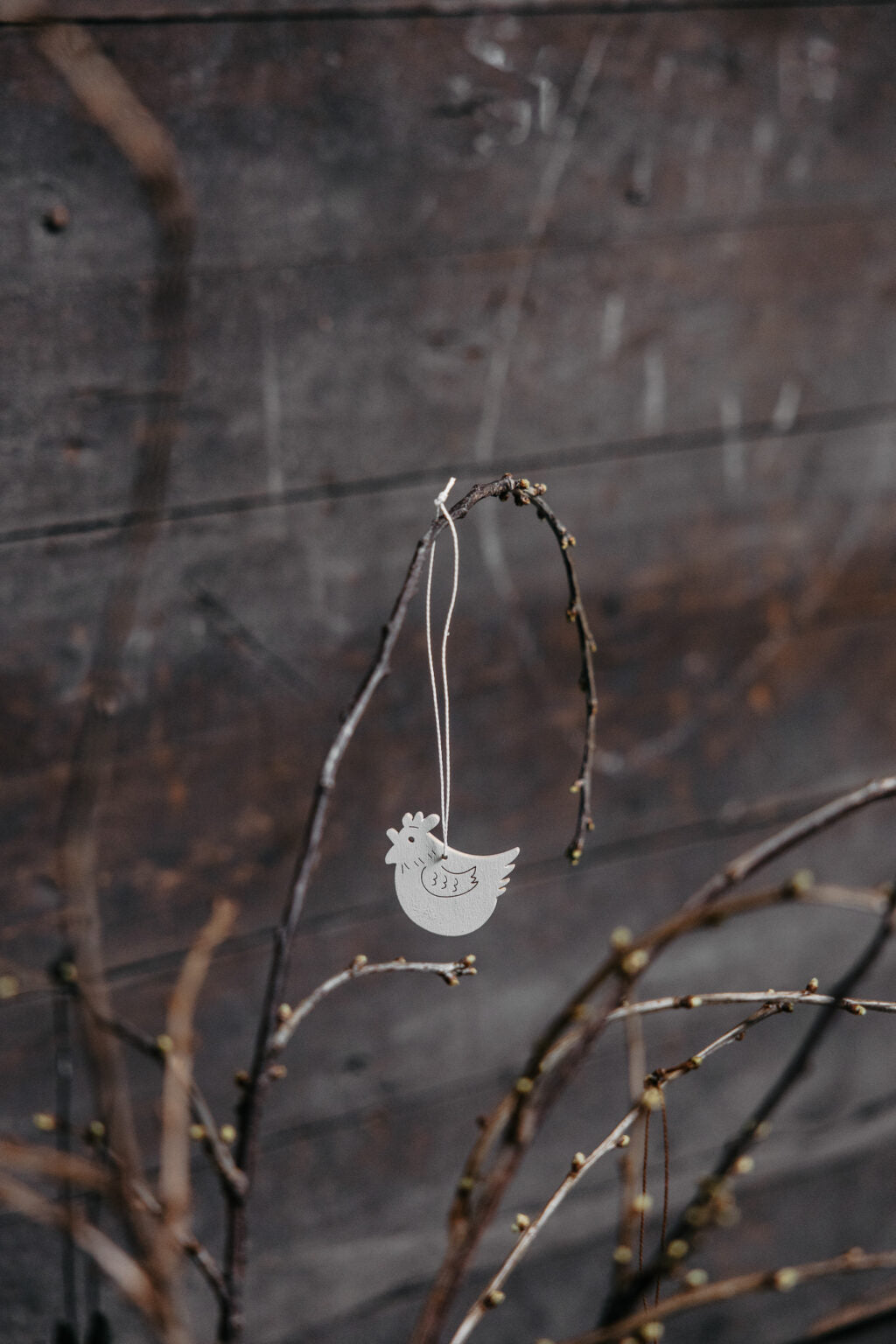 Osterküken, Henne, Anhänger, Holzdekoration Edith, weiß