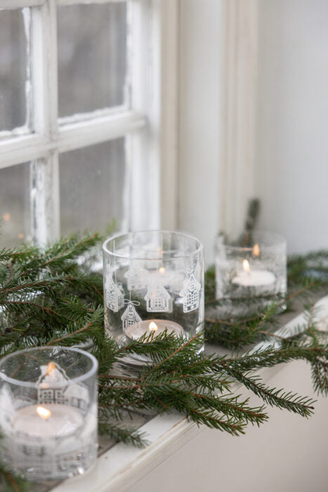 Kerzenhalter, Teelichthalter, Husvik, graviert, Girlande, groß