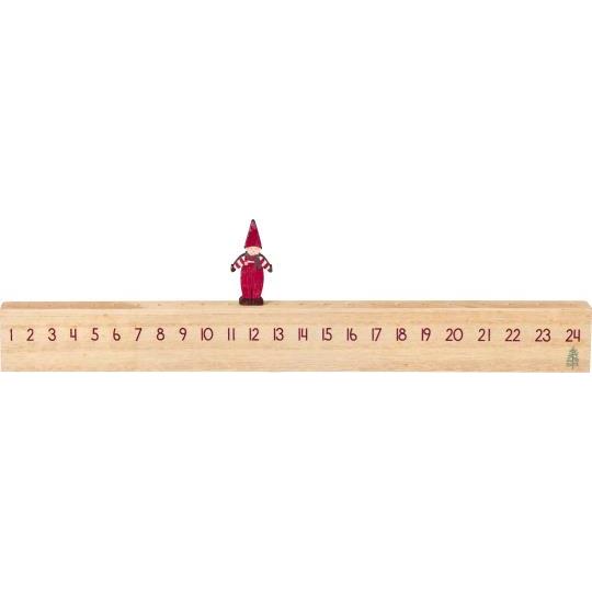 Holzkalender, 1-24, gehendes Wichtelmännchen, Adventskalender