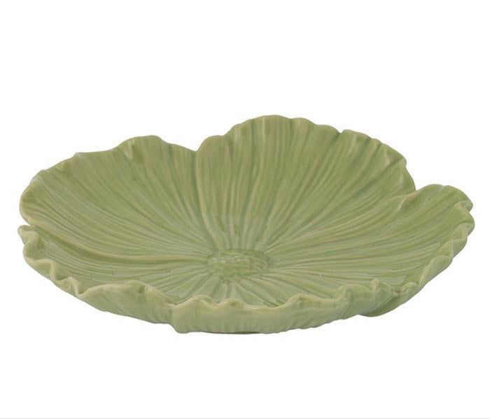 Großer Dekoteller Blomster, Blütenform, groß, grün von Storefactory