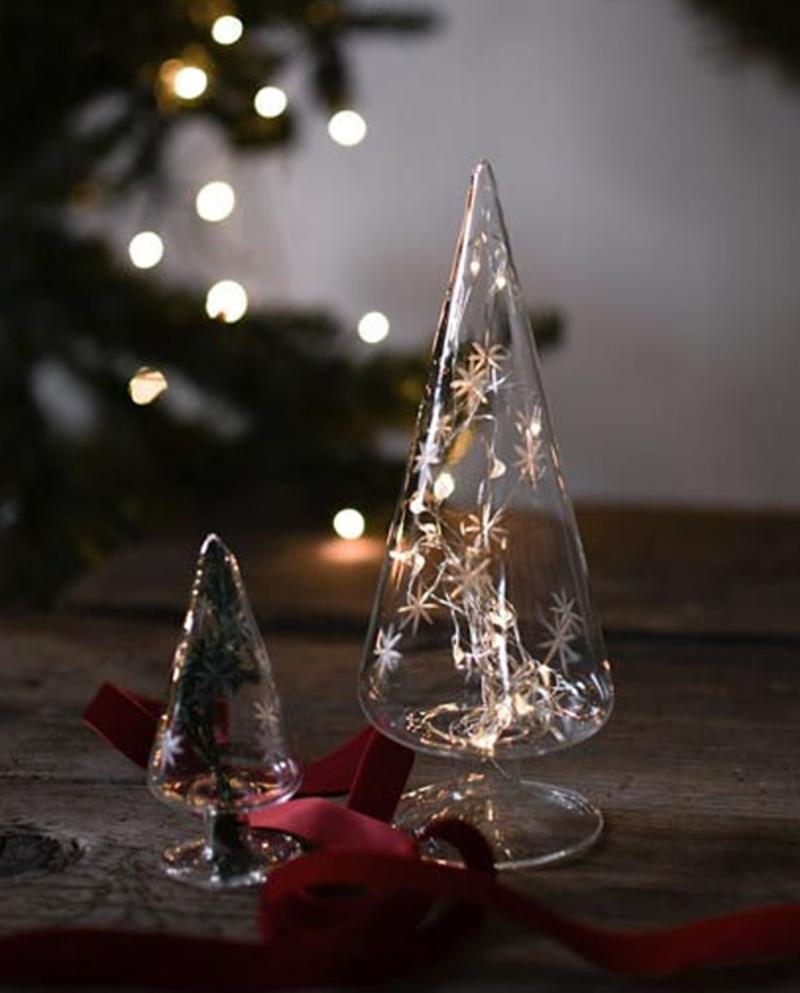 Glasfichte Granbo, groß, 20x9cm, Schneeflocken