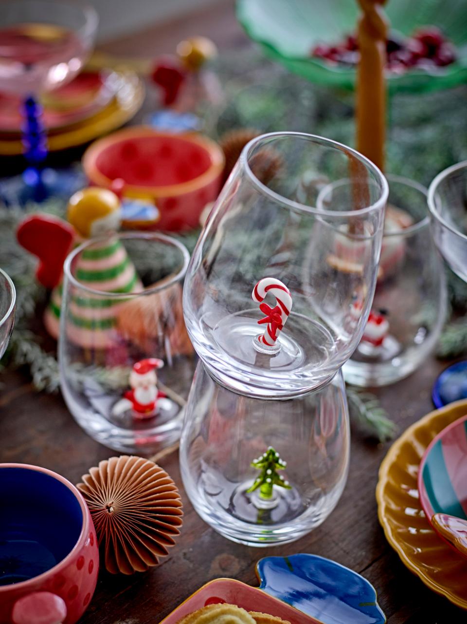Trinkglas Misa, 4er Set, Glas mit 3D-Motiven