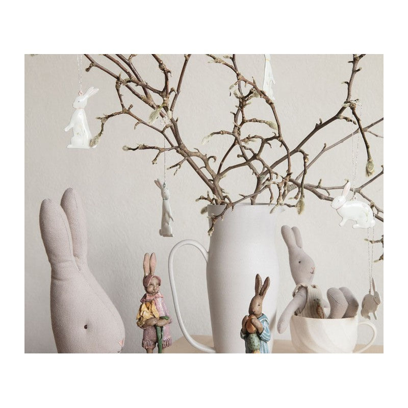 Maileg Anhänger Osterhase, rosa Puschel, Metall Ornament