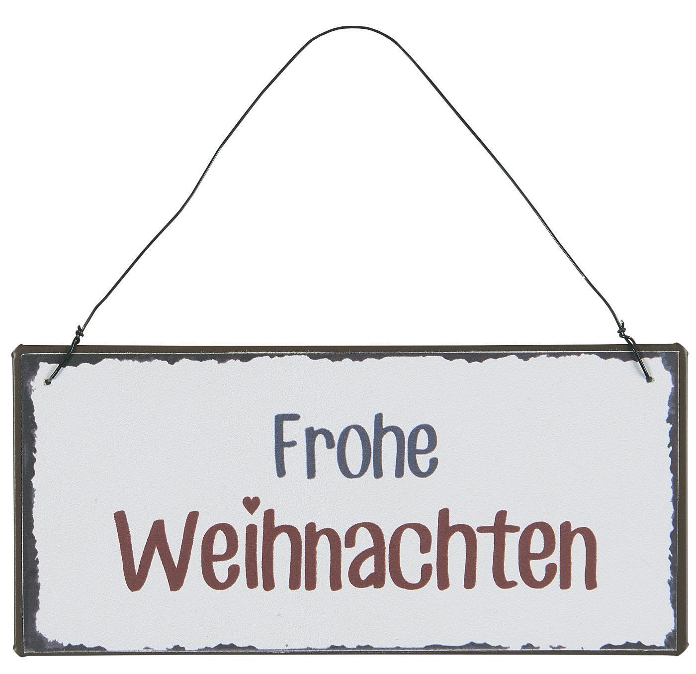 Schild, Frohe Weihnachten, Drahtaufhängung