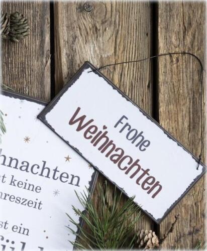 Schild, Frohe Weihnachten, Drahtaufhängung