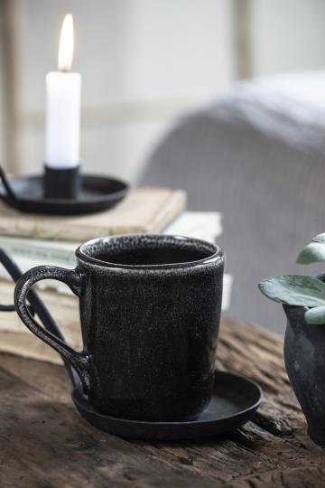Becher Dunes, schwarz, antique black, Steingut