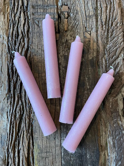 dicke Kerze, rustikale Kerze, Altarkerze, 25cm, rosa, malvenfarben - mueggelig