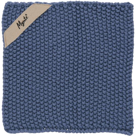 Topflappen Mynte gestrickt, blau, Cornflower